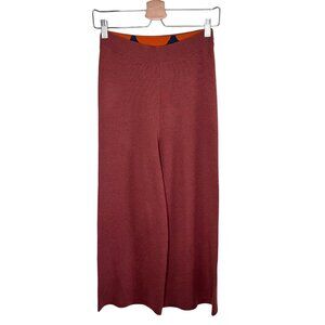 Marimekko X Uniqlo Womens Wool Blend Wide-Leg Knit Crop Pants XS Brick Red